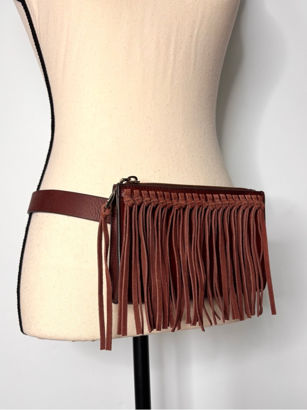 Rebecca Minkoff Stevie Brown Suede Leather Fringe Festival Boho Western Belt Bag - Picture 10 of 13